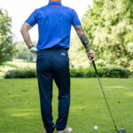 Navy Blue trousers with White Redi Sport Logo cool breathable material